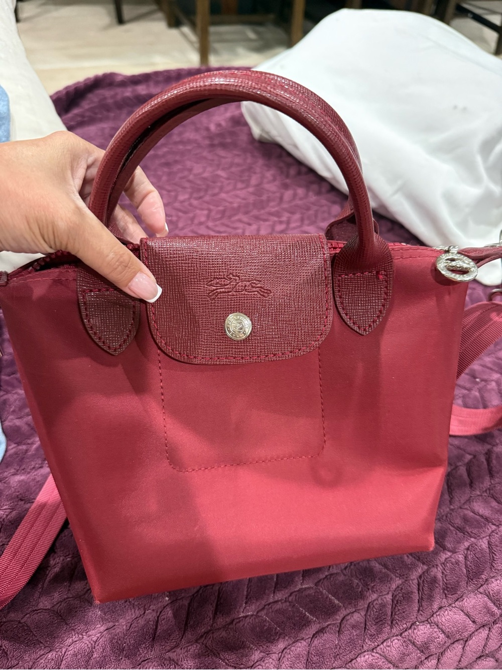 Longchamp Mini Handbag in Deep Red